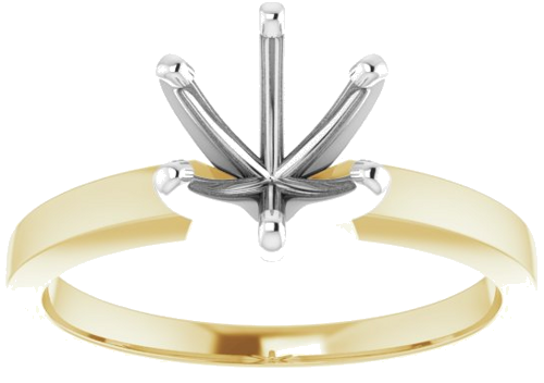14K Yellow   White 6.6-7.2 mm Round 6-Prong Solitaire Engagement Ring Mounting (3)