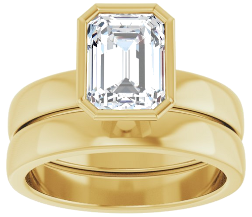 Sužadėtuvių Žiedas „Bezel-Set Solitaire“ 14k yellow gold Emerald 8mm x 6mm (8)