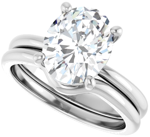 Sužadėtuvių Žiedas „Solitaire“ 585 Baltojo Aukso Oval 10mm x 8mm (10)