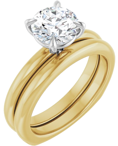 Sužadėtuvių Žiedas „Claw-Prong Euro Shank“ 14k yellow/white gold Round 7.4mm (6)