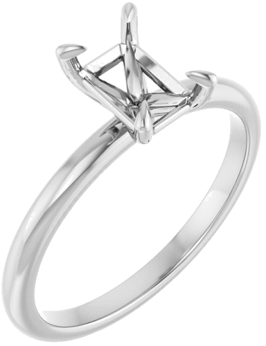 18K White  7x5 mm Emerald Solitaire Engagement Ring Mounting (1)