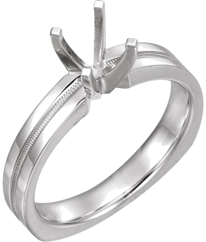 Sužadėtuvių Žiedas „Solitaire Euro Shank“ 14k white gold Round 5mm x 5.3mm (1)