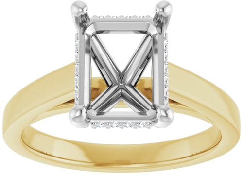 Sužadėtuvių Žiedas „Hidden Halo-Style“ 14k yellow/white gold Emerald 9mm x 7mm (3)