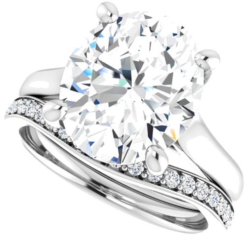 14K White 12x10 mm Oval Solitaire Engagement Ring Mounting (10)