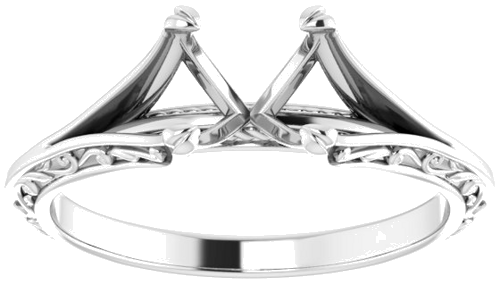 14K White 5 mm Square Engagement Ring Mounting (3)