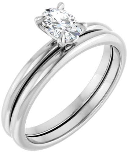 Sužadėtuvių Žiedas „Solitaire“ 585 Baltojo Aukso Oval 6mm x 4mm (6)