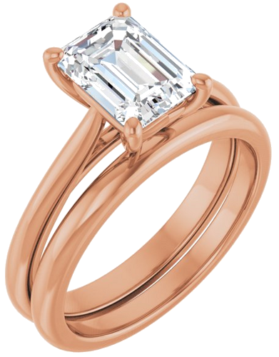 Sužadėtuvių Žiedas „Solitaire“ 585 Rožinis Aukso Emerald 8mm x 6mm (6)