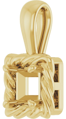 Pakabukas „Rope Solitaire Charm“ 14k yellow gold Square 4mm (2)