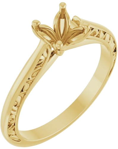 Sužadėtuvių Žiedas „Solitaire Sculptural“ 14k yellow gold Round 5.8mm (1)