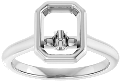Sužadėtuvių Žiedas „Bezel-Set Accented“ 14k white gold Emerald 8mm x 6mm (3)