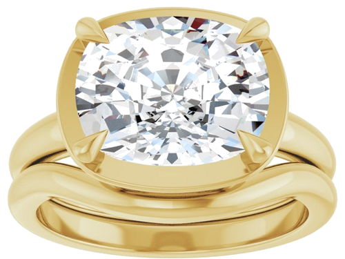 Sužadėtuvių Žiedas „Claw-Prong Solitaire Bezel-Style“ 14k yellow gold Elongated Cushion 11mm x 9mm (8)