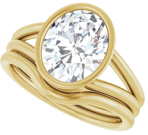 Sužadėtuvių Žiedas „Bezel-Set Solitaire“ 10k yellow gold Oval 10mm x 8mm (10)