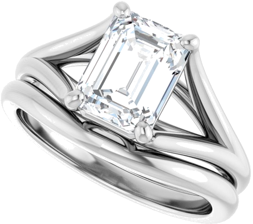 Sužadėtuvių Žiedas „Solitaire“ 14k white gold Emerald 8mm x 6mm (10)