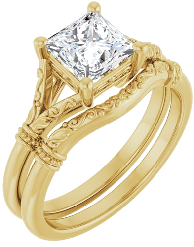 Sužadėtuvių Žiedas „Sculptural“ 14k yellow gold Square 6mm (6)