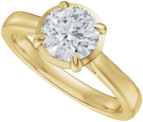 Sužadėtuvių Žiedas „Claw-Prong Solitaire Bezel-Style“ 14k yellow gold Round 7.4mm (5)