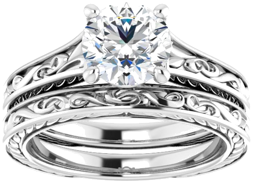 14K White  7 mm Round Solitaire Engagement Ring Mounting (8)