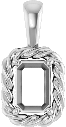 14K White  7x5 mm Emerald Pendant Mounting (1)