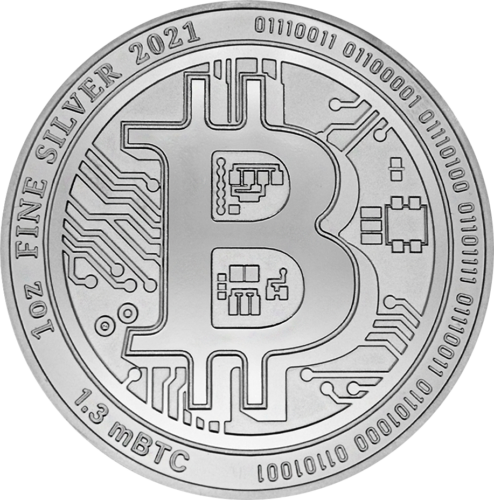 1 oz Bitcoin 2021 Niujė sidabrinė moneta (1)