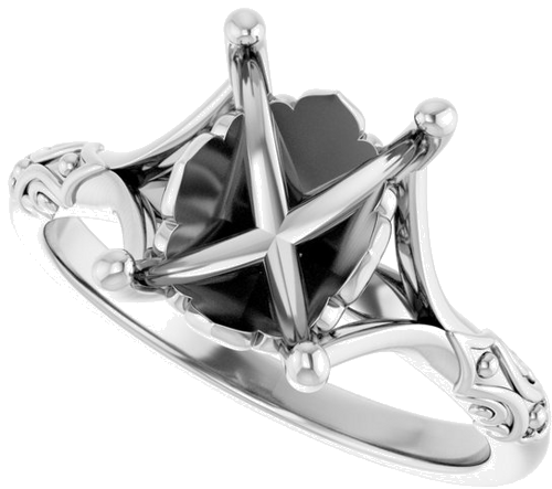 Sužadėtuvių Žiedas „Solitaire Sculptural“ 14k white gold Emerald 9mm x 7mm (5)