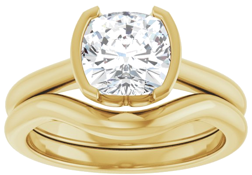 Sužadėtuvių Žiedas „Half-Bezel Solitaire“ 14k yellow gold Cushion 7mm (8)