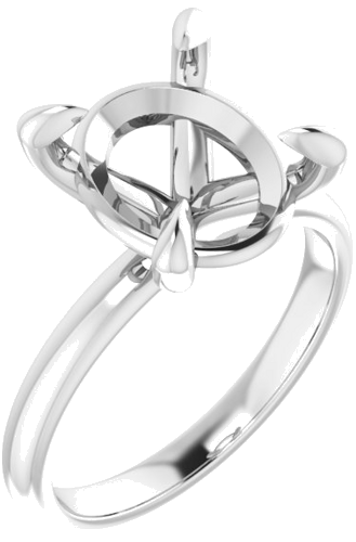 14K White  12x10 mm Oval Solitaire Engagement Ring Mounting (1)