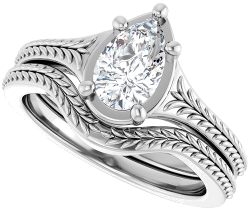 Sužadėtuvių Žiedas „Solitaire“ 14k white gold Pear 8mm x 5mm (10)