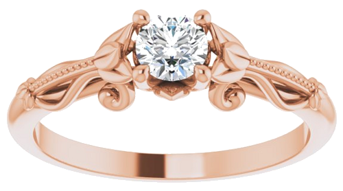 Sužadėtuvių Žiedas „Solitaire Sculptural“ 14k rose gold Round 4.1mm (8)