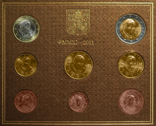 2011 Vatikanas Benediktas XVI BU Euro monetų rinkinys (2)
