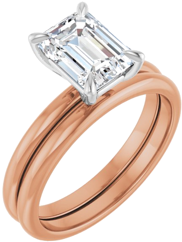 Sužadėtuvių Žiedas „Solitaire“ 585 Baltojo Ir Rožinis Aukso Emerald 8mm x 6mm (6)