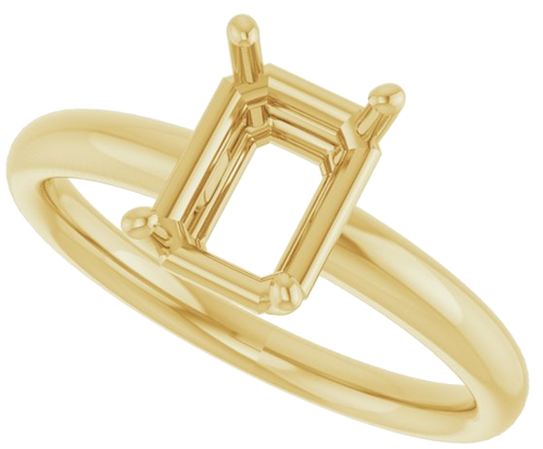 14K Yellow 8x6 mm Emerald Engagement Ring Mounting (5)