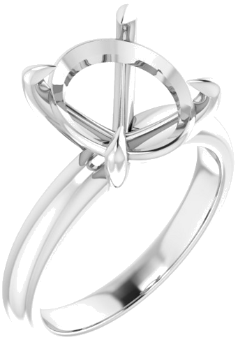 Sužadėtuvių Žiedas „Claw-Prong Solitaire“ 14k white gold Oval 12mm x 10mm (1)