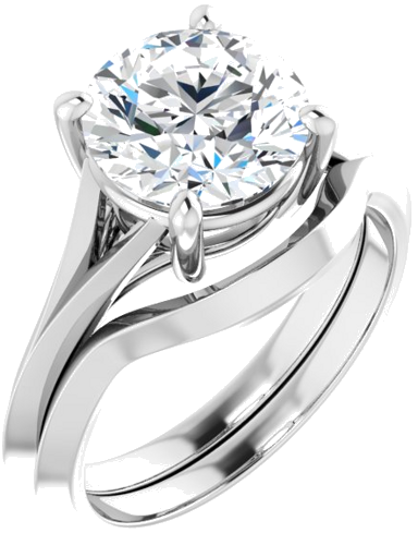 Sužadėtuvių Žiedas „Solitaire Split Shank“ 14k white gold Round 8.8mm (6)