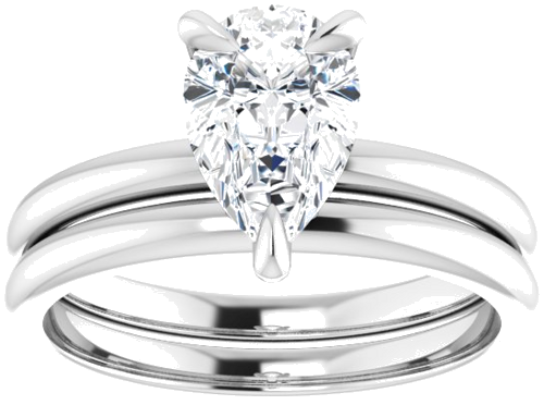 14K White  9x6 mm Pear Solitaire Engagement Ring Mounting (8)