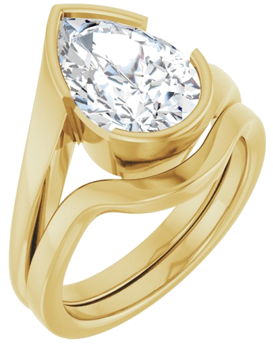 Sužadėtuvių Žiedas „Half-Bezel Solitaire“ 14k yellow gold Pear 12mm x 8mm (6)