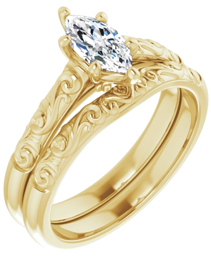 Sužadėtuvių Žiedas „Solitaire“ 14k yellow gold Marquise 8mm x 4mm (6)