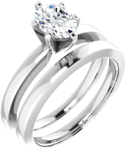 10K White 7x5 mm Oval Solitaire Engagement Ring Mounting (6)