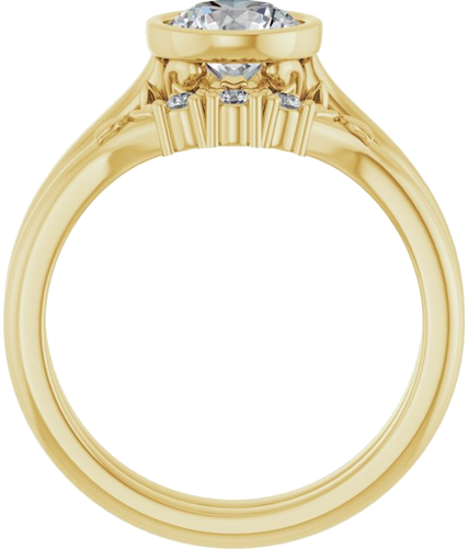 Sužadėtuvių Žiedas „Bezel-Set“ 14k yellow gold Round 6.5mm (7)