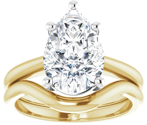Sužadėtuvių Žiedas „Solitaire“ 14k yellow/white gold Pear 12mm x 8mm (8)