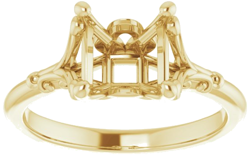 14K Yellow 6 mm Square Solitaire Engagement Ring Mounting (3)