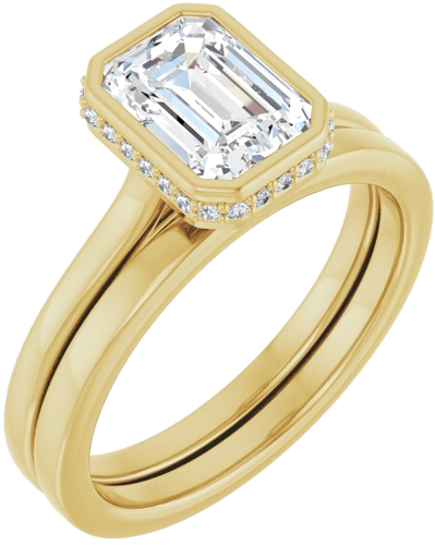 Sužadėtuvių Žiedas „Hidden Halo-Style“ 14k yellow gold Emerald 7.5mm x 5.5mm (6)