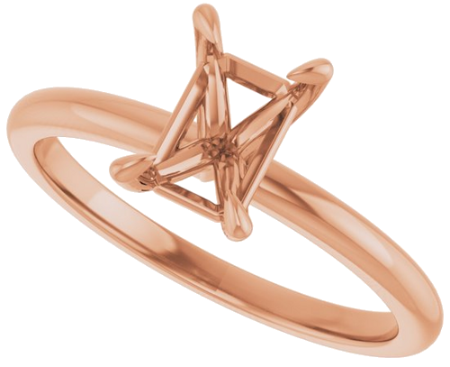 14K Rose  7x5 mm Emerald Solitaire Engagement Ring Mounting (5)