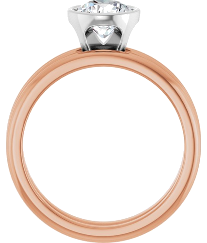 Sužadėtuvių Žiedas „Bezel-Set Solitaire“ 14k rose/white gold Round 6.5mm (7)