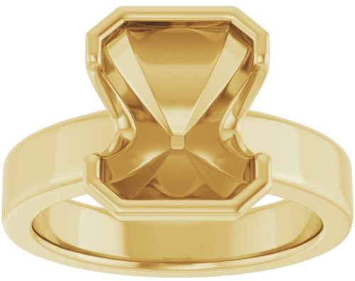 Sužadėtuvių Žiedas „Half-Bezel Solitaire“ 14k yellow gold Emerald 10mm x 8mm (3)