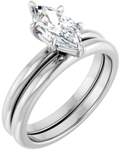 Sužadėtuvių Žiedas 585 Baltojo Aukso Marquise 10mm x 5mm (6)