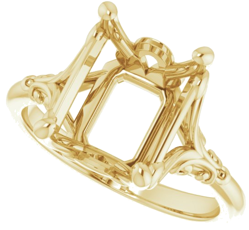 Sužadėtuvių Žiedas „Solitaire“ 585 Geltonojo Aukso Emerald 10mm x 8mm (5)