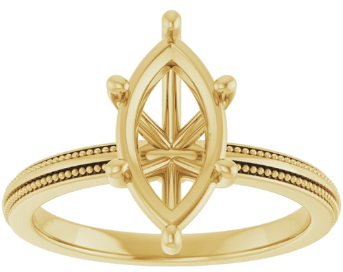 Sužadėtuvių Žiedas „Solitaire Milgrain“ 14k yellow gold Marquise 12mm x 6mm (3)