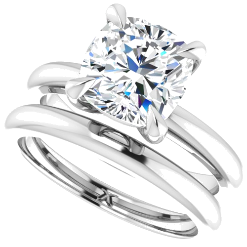 Sužadėtuvių Žiedas „Claw-Prong Solitaire“ 14k white gold Cushion 8mm (10)