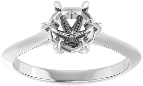 14K White 6.5 mm Round Solitaire Engagement Ring Mounting (3)