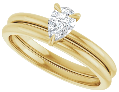 Sužadėtuvių Žiedas „Solitaire“ 585 Geltonojo Aukso Pear Shape 6mm x 4mm (10)