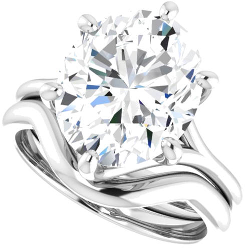Sužadėtuvių Žiedas „Solitaire“ 10k white gold Oval 12mm x 10mm (10)